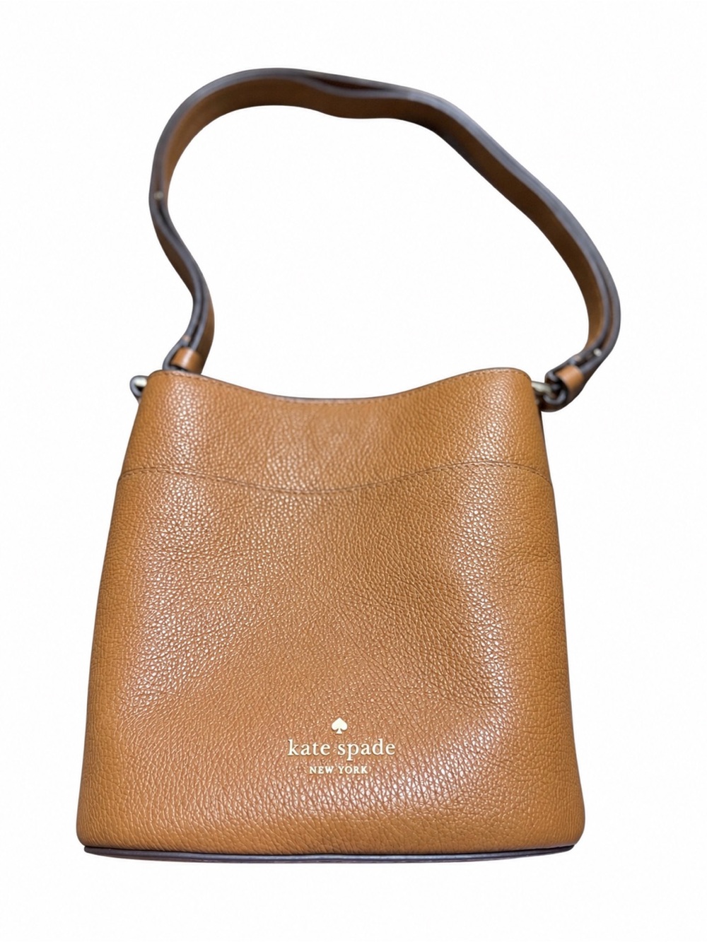 👜 Authentic Kate Spade New York Pebbled Leather Bucket Bag NWOT Camel ✨